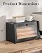 Kitsure Bread Box - Wooden Bread Box for Kitchen Countertop, Large Capacity Kitchen Countertop Organizer, Stylish Bread Storage with Window, Multi-functional Container, Black, 15.0
