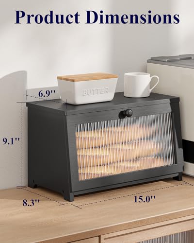 Kitsure-Wooden-Bread-Box-for-Kitchen-Countertop-1-Tier-Black-Large-Capacity-Kitchen-Countertop-Organizer-Stylish-Bread-Storage-with-Window-Multi-functional-Container