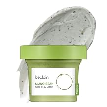 beplain Mung Bean Pore Clay Mask | Blackhead Removal facial Mud Pack | Deep Pore Cleansing Wash Off Pack | Gentle Facial Exfoliator | Korean Skincare | 4.05 fl.oz