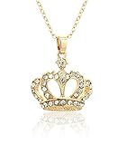 2LIVEfor Kette mit Anhänger Krone Glitzer Silber Gold Halskette Kristall Halskette Strass Antik Barock Kropfband mit Anhänger Venezia Halskette Schwarz Gold