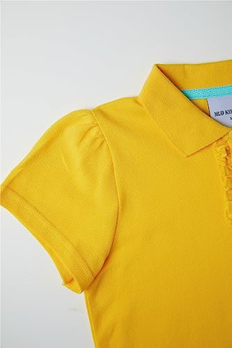 Image of Mud Kingdom Girls Short Sleeve Ruffle Pique Polo Uniform Top Stretch Lightweight