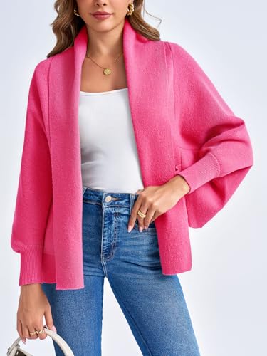 Image of Saodimallsu Womens Open Front Cardigan Batwing Long Sleeve Shawl Chunky Knit Loose Fall Poncho Sweater Coats