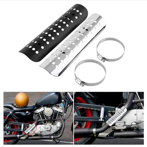 Protector térmico de escape universal para moto cubierta negra con abrazadera 2