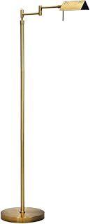 O’Bright Dimmable LED Pharmacy Floor Lamp - 12W 1050 Lumens, 360° Swing Arms, Adjustable 47-55" Height, ETL Listed Antique Brass Gold