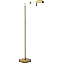 O&rsquo;Bright Dimmable LED Pharmacy Floor Lamp, 12W LED, Full Range Dimming, 360 Degree Swing Arms, Adjustable Heights, Standing Lamp for Reading, Sewing, and Craft, ETL Listed, Antique Brass (Gold)