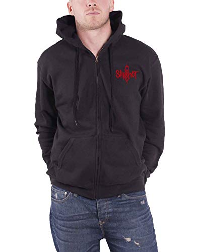 Slipknot Hoodie 9 Point Star Band Logo Official Mens Black Zipped XL
