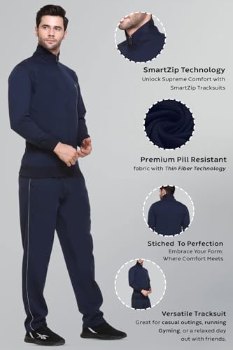 Image of GODFREY Zipper Track Suit For Man Winter Wear High Neck Cotton Tracksuit- Co ords For Men Regular Fit