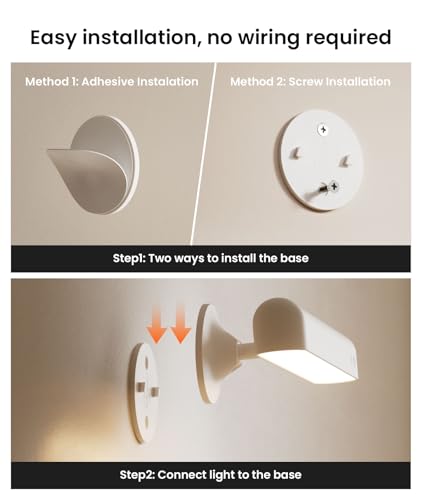 Lampada da parete a batteria da 7500 mAh, lampada da parete a LED ricaricabile, touch e telecomando, 3 colori senza fili, girevole a 360°, luminosità regolabile con 15 colori RGB - Illuminazione - Immagine 6