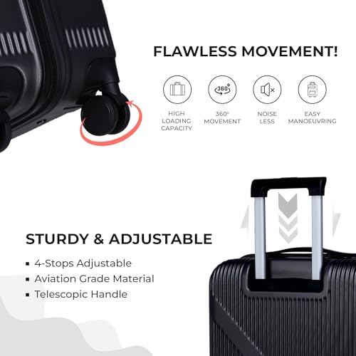 Image of ACEPACK Brampton 56 cms Dark Grey Hard Sided Cabin Size Luggage Trolley Bag for Travel Suitcase with 8 Spinner Wheels for Men and Women,