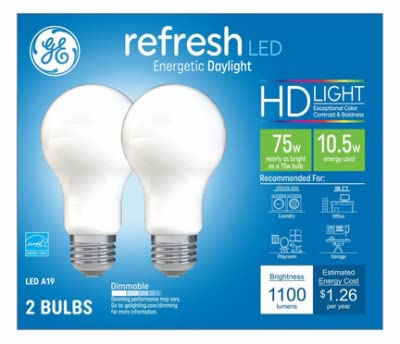 GE Refresh HD LED 75���b�g�����p�A�����AA19�ėp�d��(2�p�b�N)