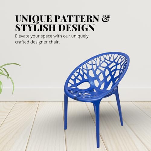 Image of activa Crystal Plastic Arm Chair | Stackable Indoor Outdoor Chair for Home, Balcony, Patio & Garden | Comfortable Designer Armrest Chair | Durable Plastic Seating Furniture (Blue, Set of 1)