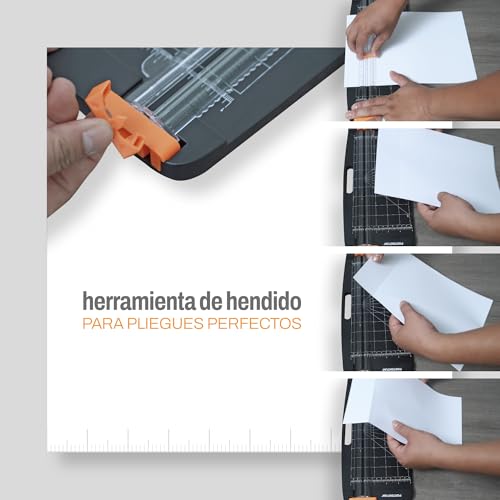Miniatura 7 de Portentum Guillotina De Papel A4 Con Hendido Y Regla Extensible Desmontable Cizalla Portátil Con Tope Ajustable Y Corte Diagonal En Ángulo Cortador Multifunción Manualidades Y Oficina 12 Hojas