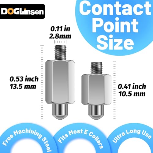 DOGLinsen Dog Training Collar Replacement Contact Point Set, Shock Collar Replacement Contact Prong Kit, Includes 4 PCS Free Machining Steel Contact Points, 4 PCS Protect Silicone Caps - Thumbnail 2
