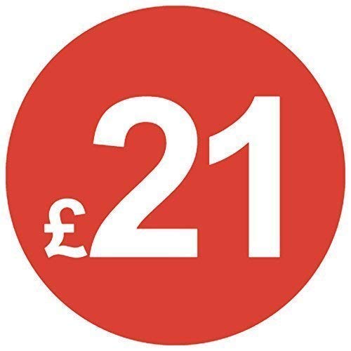Pack of 500-20mm Price Stickers - Choose from 10p to £95 - Bright Red - Many Prices to Choose from (£21 - Red) — image 1