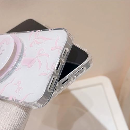 LALAPOPO Designed for iPhone 13 Pro Magnetic Case, Cute Pink Bow Painted for Women Girls, Soft TPU Edge PC Back Protective Shockproof Phone Case by LALAPOPO - Image 5
