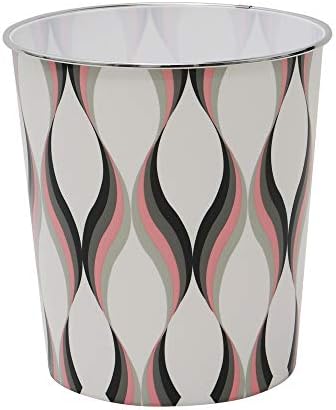JVL Small Spiral Waste Paper Bin,24.5cm x 26.5cm Approx, Light Pink/Grey, One Size