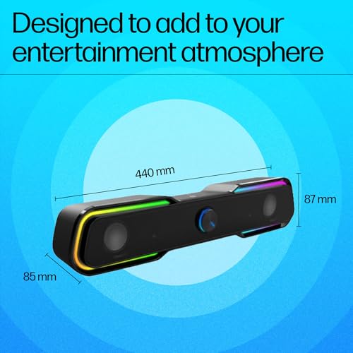 HP DHE-6002 Wired Speaker, 3.5mm aux connectivity, Surround Sound, PC and Phone Compatible, Easy Volume Controls, Touch-Controlled RGB Lighting,... - Image 2