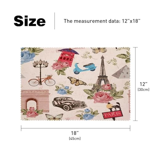 Sets de table Paris avec roses de style chic pour table raffinee - 6