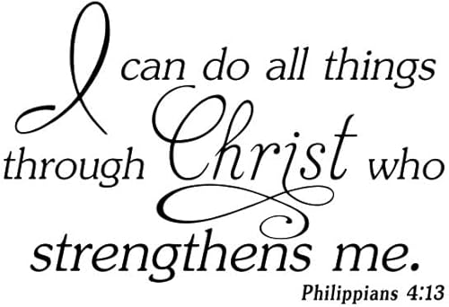 #2 I can do all things through Christ who strengthens me, 22 x 15 pulgadas, vinilo para pared, cita de la escritura, pegatina de iglesia caligrafía