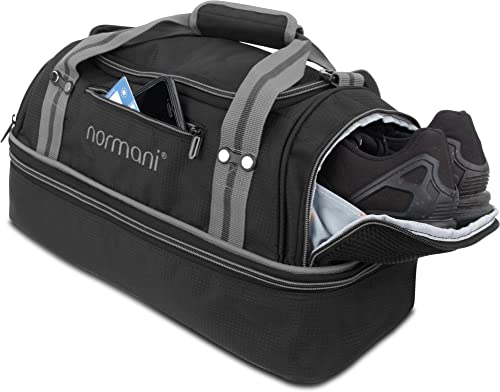normani Sporttasche Fitnesstasche Umhängetashe mit 28 Liter Volumen und extra Schuhfach für Damen und Herren Farbe Grau