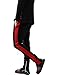 Mens Stripe Track Pants Skinny Fit Stretch Trouser Elastic Jogger 1VWA0006 (Small, p122_Blk/Red)