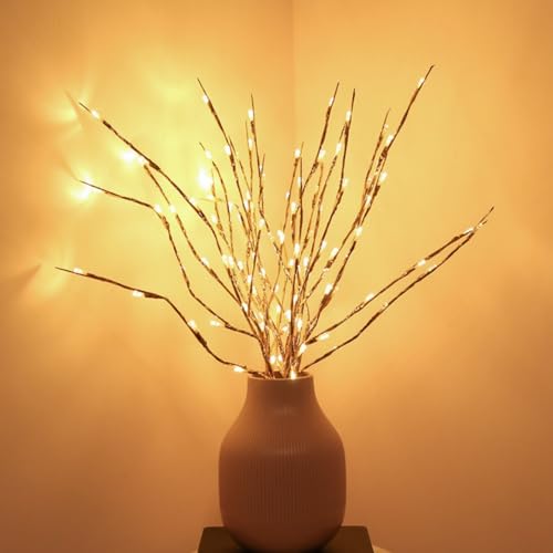 Image of Ulalaza 30.3'' 6 Branches 120 LED Bulbs Twig Lamp USB Operated LED Lighted Willow Branches Vase Fillers Use for Christmas Home Party Decoration Indoor Outdoor