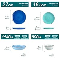 Geschirrset 12 Personen, vancasso Bonita 48tlg Tafelservice Steingut, modernes Ess Teller set und Schalen Set mit je 12 Speiseteller, Salatteller, Suppenteller und Schalen – Ansicht 2