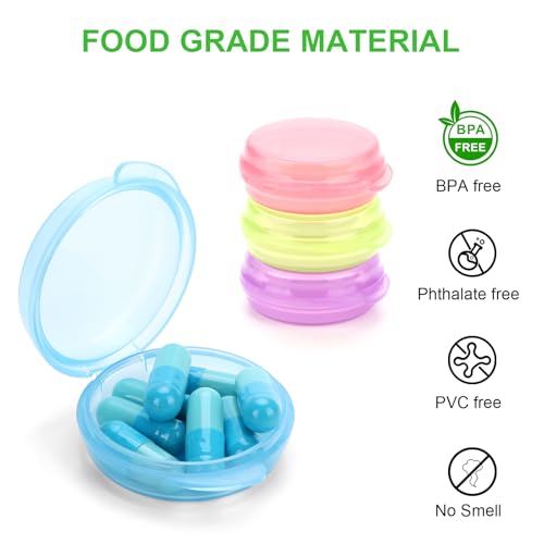 Image of Small Pill Case, 8 Pack Round Pill Storage Boxes, Portable Tiny Pill Organizer Container for Pocket Purse, Compact Plastic Medicine Caddy Dispenser for Work, Caping, Trip, Travel - Colorful