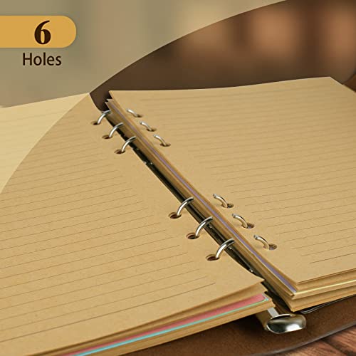 Image of A5 Refill Paper, Planner Inserts for A5 Binder Budget Planner Journals Notebook, 6 Ring Loose Leaf Lined Paper with Binder Dividers ( A5, Light Brown Paper ) | A5 Binder Inserts for Budget Planner Journals Notebook, Planner Inserts for 6 Ring Binder, Loose Leaf Kraft Paper