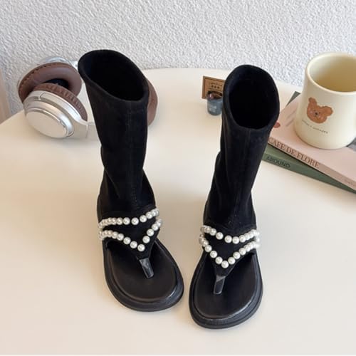 Girls Summer Pearl Princess Gladiator Sandals High Top Beach Roman Shoes3