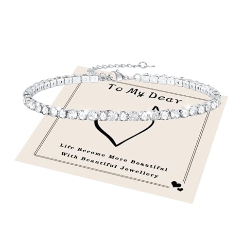 HEEYA Fußkettchen für Damen Silber Fusskette mit 5A Zirkonia Hypoallergen...