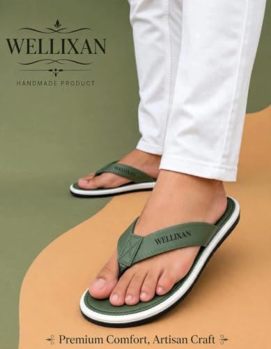 Image of Faux Leather Flip Flops Slipper | Light weight EVA | Anti-Slip Comfortable Thong Slippers | Soft Cushioned Footbed | Durable Casual Daily Wear Slipper | (Size 6-10)