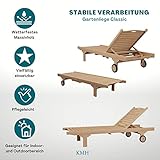 Gartenliege Classic aus echtem massivem Teakholz - 3