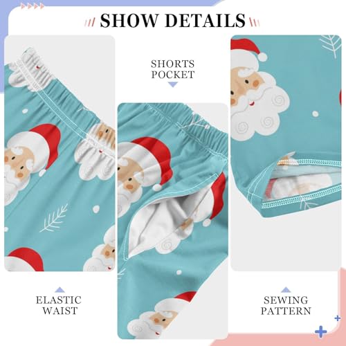 Boys' Pants Christmas Santa Claus Leaves Blue Long Bottoms Jogger Pants Elastic Waist Trousers with Pockets S-XL4
