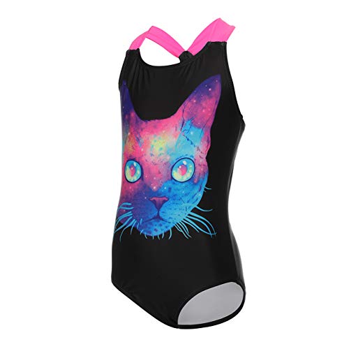 Dayu Girls Race Back Bathing Suits One Piece Swimsuit Animal Print Swimwear, Size 4-142