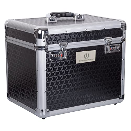Imperial Riding IRHShiny Putzbox Putzkoffer mit Zahlenschloss verstellbare Fächer Aufbewahrungsbox für Putzzeug mit Spiegel im Deckel hochwertiger Putzkasten 38x28x32cm Schwarz-Glitzer