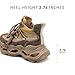 Drikler Women's Chunky Platform Comfort Wedge Walking Shoes Fashion Lace Up Casual Non-Slip Running Shoes Brown