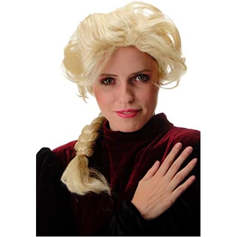 WIG ME UP - PT0031-HK613B Damenperücke Halloween Karneval Hellblond dicker geflochtener Zopf lang toupierter Pony Märchen Cosplay Cover
