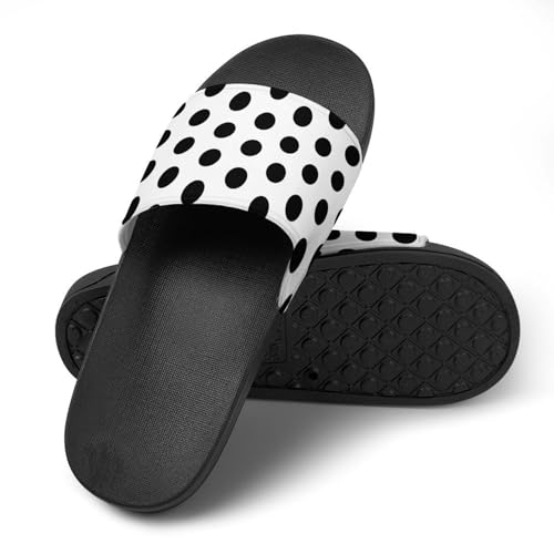 Black Polka Dots on White Slippers for Women Rubber Slides Womens Sandal Slippers4
