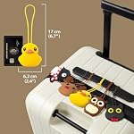 BONE Character Luggage Tag for Travel & School, Cute Cartoon Silicone Name Tag for Kids, Adults & Backpacks, Reusable (Patti Duck)