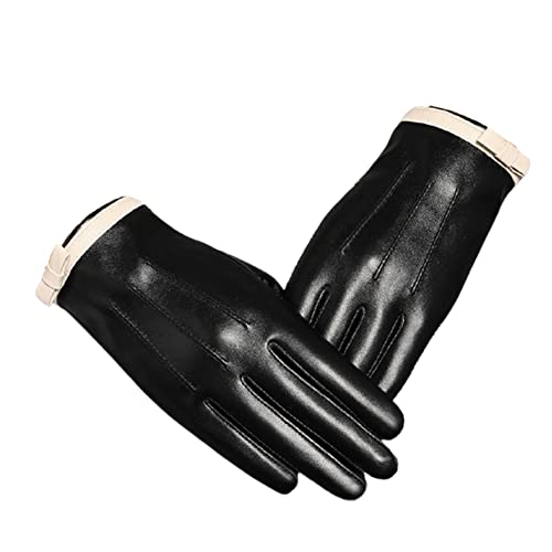 HSer Gants d'hiver pour Femme, Gants en Cuir de Laine ​pour Le Sport en Plein Air Conduite Moteur Course à Pied Camping, Gants en Cuir pour écran Tactile(Size:L) Cover