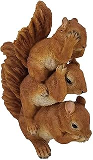Garden Home Decor - Realistic 12 Inch Red Squirrels Lawn Statue - Hand Painted Figurine - Intricate Detail Suitable for Indoor or Outdoor Use - Frost and Fade Resistant Animal Squirrel Patio Ornament