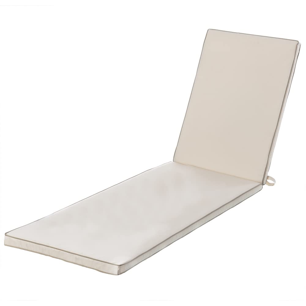 LOLAhome Cojín de Exterior para Tumbona Beige de poliéster con Tratamiento hidrófugo de 190x55 cm