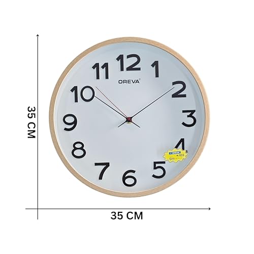 Image of OREVA 14 Inch Round Fancy Embossed Number Dial Contemporary Stylish Quartz Clocks Modern Analog Silent Wall Clock for Living Room Bedroom Home Decor Office AQ-9467SS