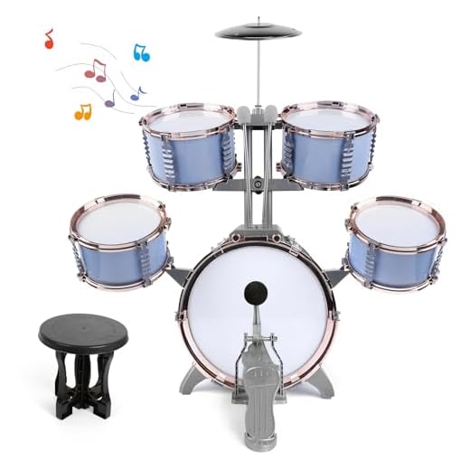 M SANMERSEN Kids Jazz Drum Set Toddler Toy Drum Set 5 Drums with Stool - Rock Jazz Drum Kit Percussion Instruments Musical Enlightenment Educational Toys Gift for Boys Girls