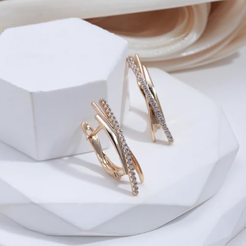 Idée cadeau femme boucles d'oreilles croix minimalistes or rose avec écrin