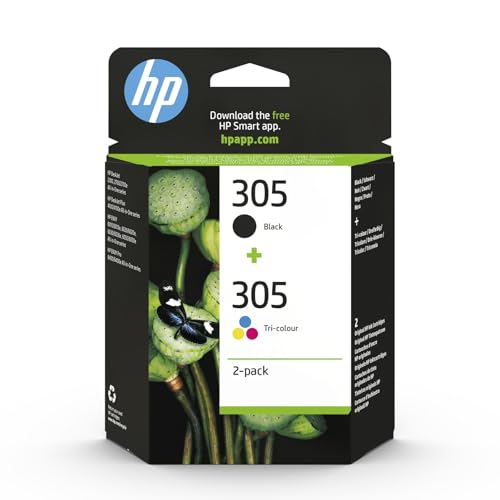 HP 305 Black/Tri-color Original Ink Printer Cartridges Combo (X4D37AE) - Works with: HP DeskJet 1110/2130/3630, ENVY 4520, 451X, OfficeJet 3830/3831/4650, 52XX