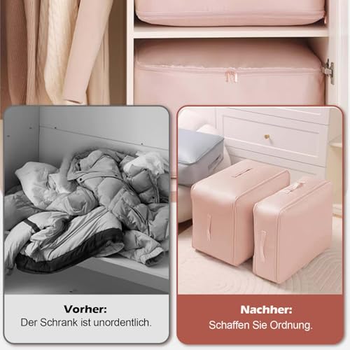 Ultra Platzsparender Selbstkomprimierender Organizer, Neuest Komprimierender Beutel,Bewegliche Organizertaschen für bettdecken,Selbstkomprimierender Organizer für Bettdecken, Kleidung, Decken (Rosa)
