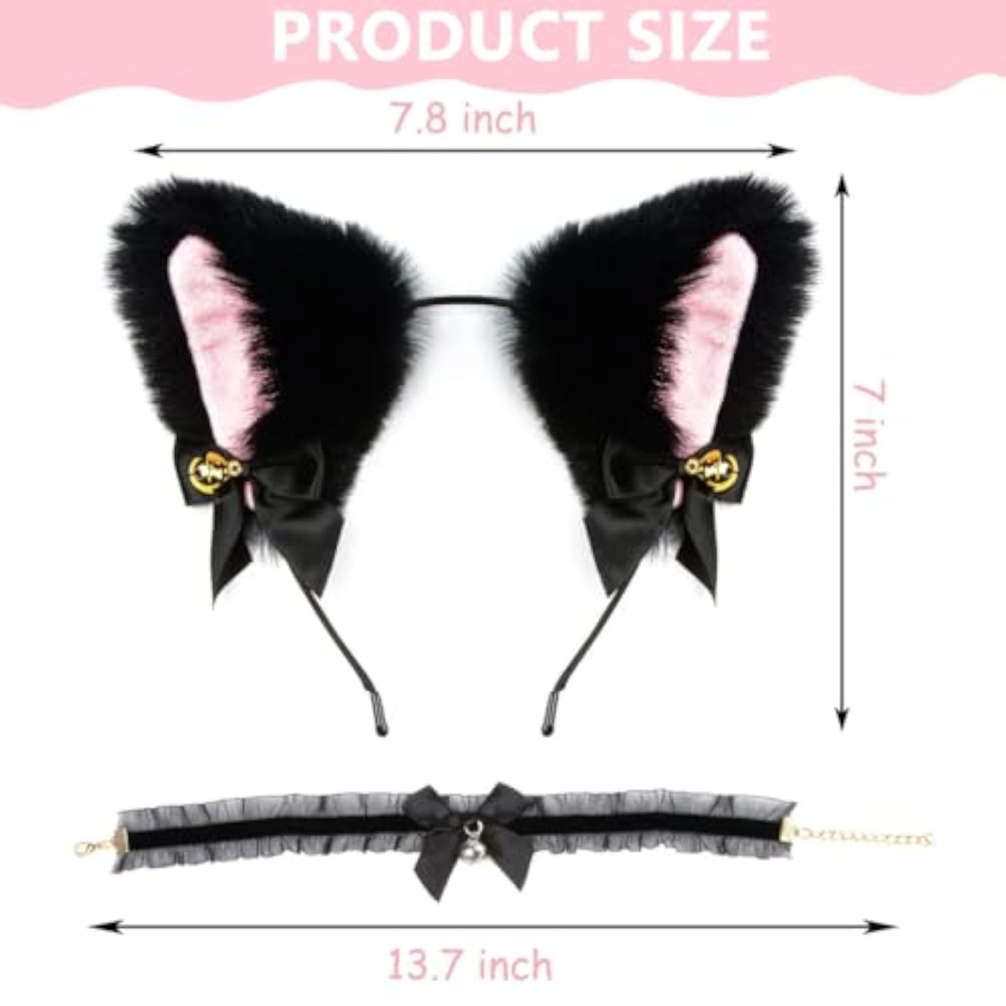 Cat Ears Hairband with Lace Choker Cosplay Set