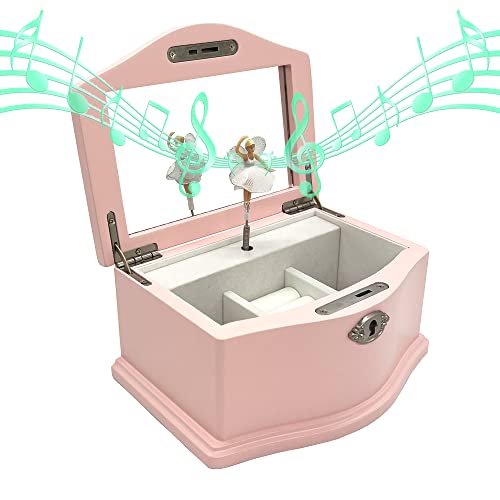Jozen Gift Ballerina Musical Jewelry Box With Mirror For Girls，Pink Kid's Jewelry Storage Music Chest #TOP7